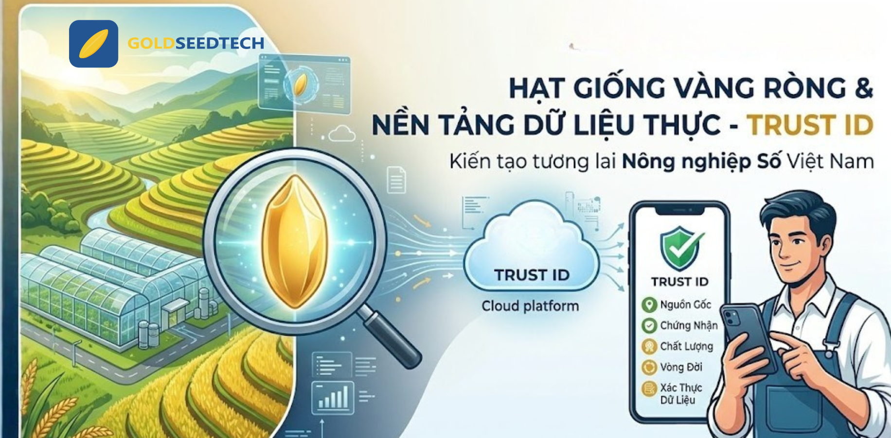 Bộ nhận diện thương hiệu GoldseedTech – Biểu tượng của nông nghiệp công nghệ và niềm tin dữ liệu