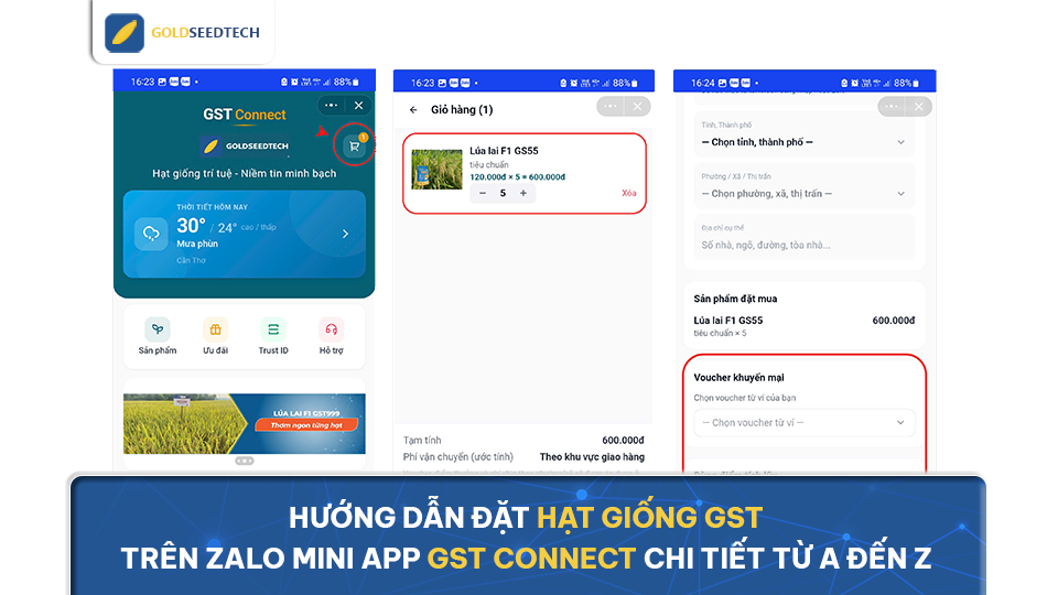 Hướng dẫn đặt hạt giống GST trên Zalo Mini App GST Connect chi tiết từ A đến Z